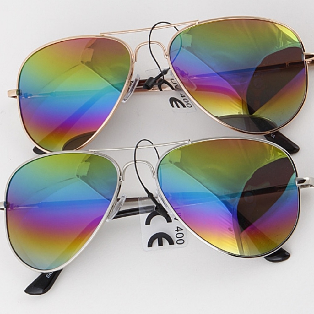 Iridescent Aviator Sunglasses - Picture 3 of 8